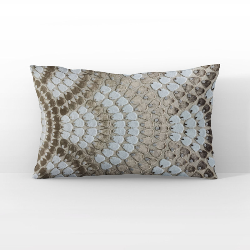 Coussin Plutus Sea Whisper, Bleu / taupe abstrait, Forme rectangulaire, H 12 po x l 20 po