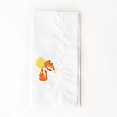 Serviette de table brodée Lemon Prawns