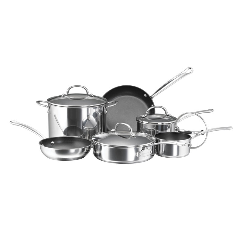 Farberware Millennium Stainless Steel Nonstick Cookware Induction Pots and Pans Set, 10 Piece