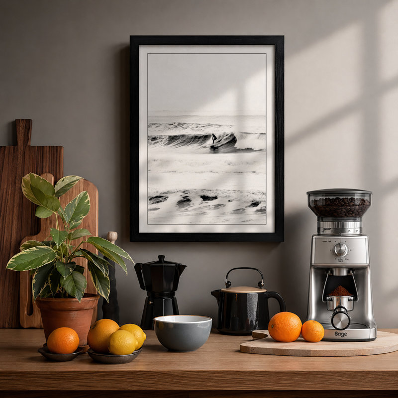 Tempestuous Shore Coastal - Framed Print, Black, A3 - 42.0 x 29.7 cm