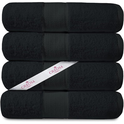 Creosa 4 - Piece Cotton Bath Towel Same-Size Set Guest Room Case Pack -  Lavish Touch, US-600-Bathtowel-Black-4pk