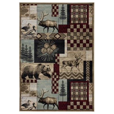 Tapis beige / bourgogne Shinn