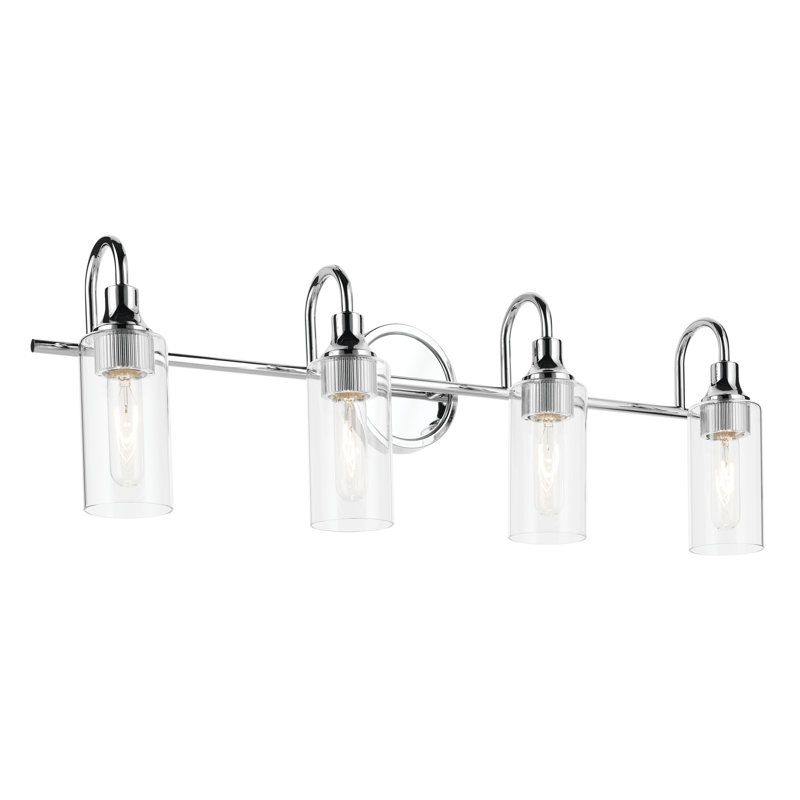 31.5" 4-Light Vanity Light with Clear Glass, Chrome