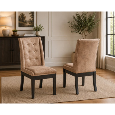 Chaises de salle à manger Rabuith Parsons contemporaines capitonnées avec revêtement rembourré, ensemble de 2