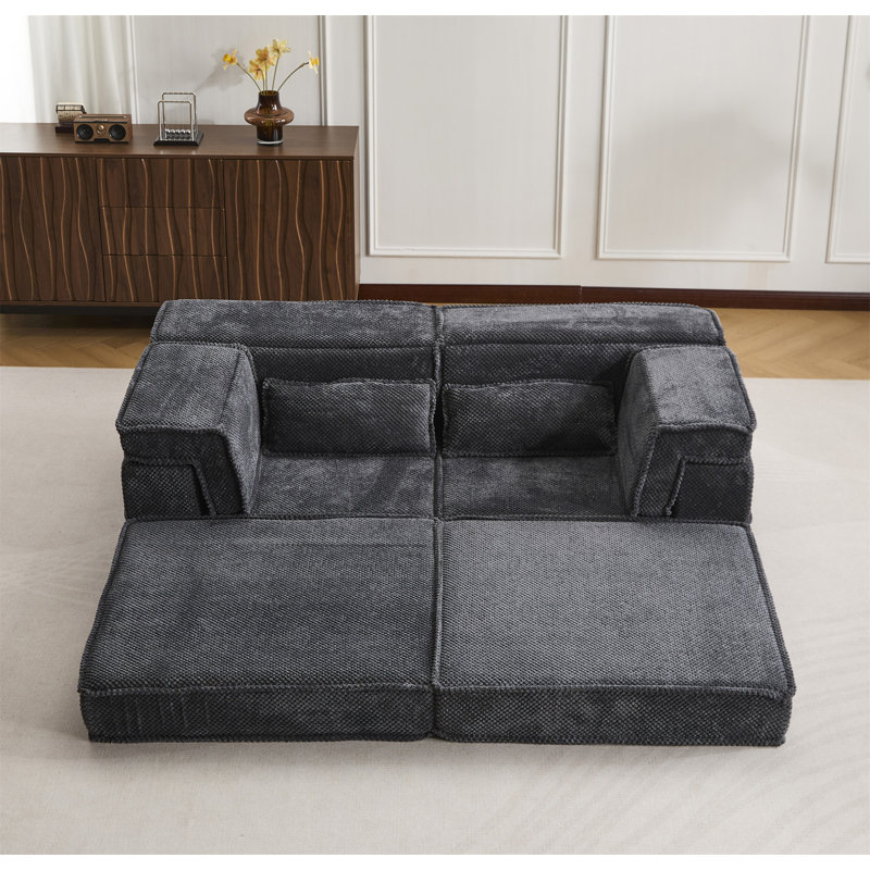 Canapé-lit convertible, Tissu gris foncé