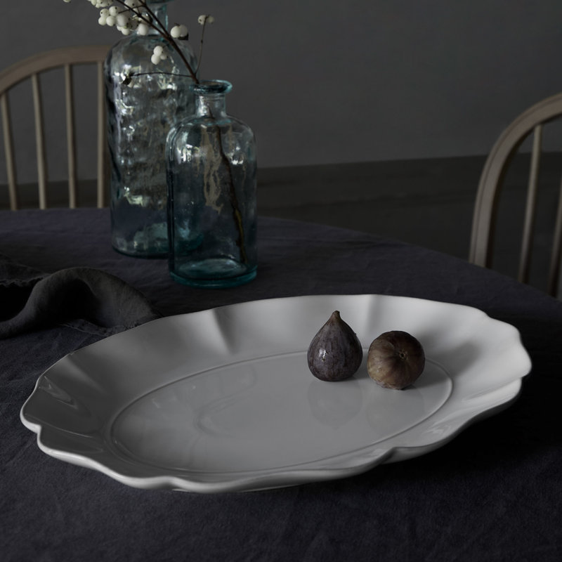 Rosa Stoneware Platter, Branca