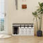 Modern Shoe Storage Bench, 2-Tier Entryway Bench With 2 Sliding Barn Doors & Full Soft Removable Seat Cushion For Entryway, Hallway, Bedroom-White