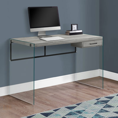 Bureau Vintner avec verre trempé transparent et & nbsp; Tiroirs de rangement, H 29,84 po x l 47,75 po x P 23,53 po