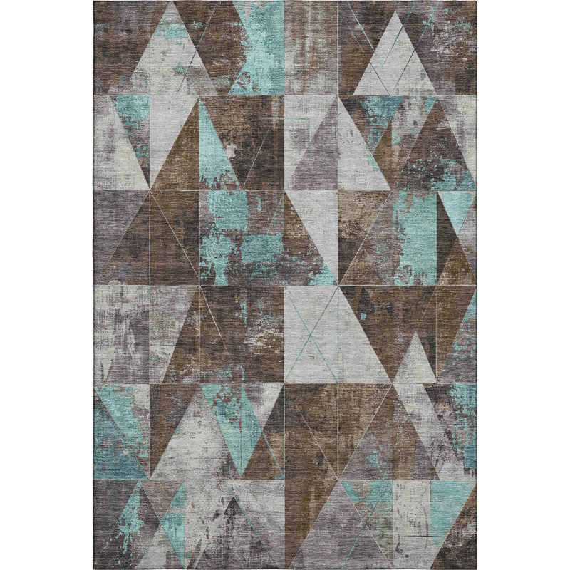 Premium Machine Washable Fairwood AMF1888 Geometric Rug, Rectangle 9' x 12'