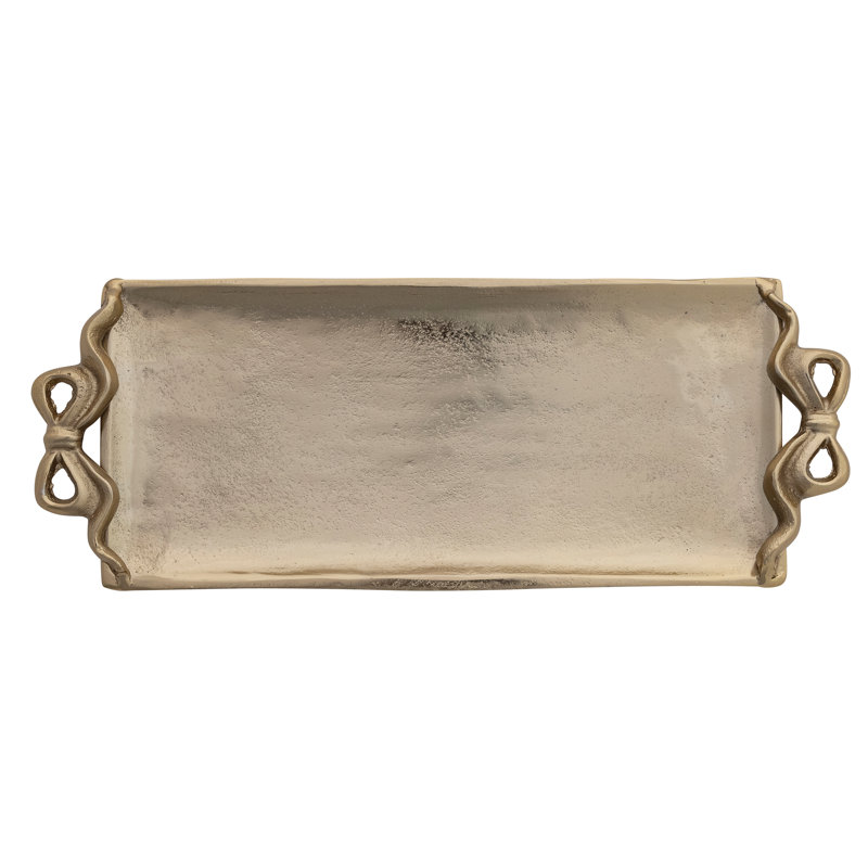 Cast Aluminum Rectangle Tray With Bow-Shaped Handles