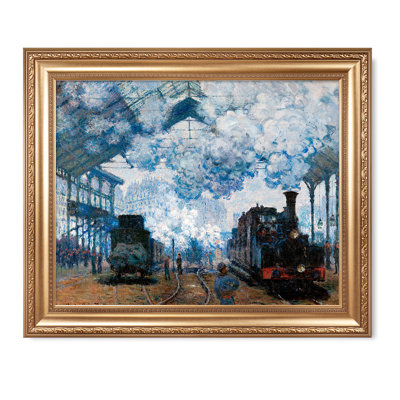 The Gare Saint-Lazare: Arrival of a Train by Claude Monet Framed,Silver Edge Frame The World Classic Art Reproductions,Wall Art for Home Decor