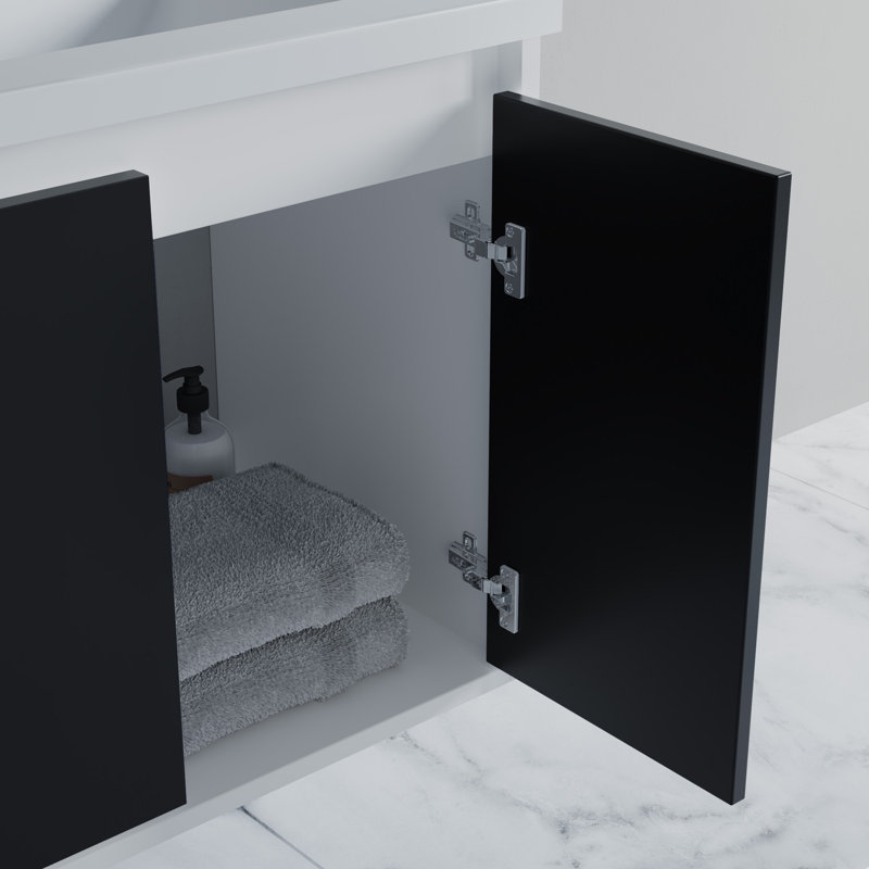 Fidelina 36'' Single Bathroom Vanity with Ceramic Top, Black