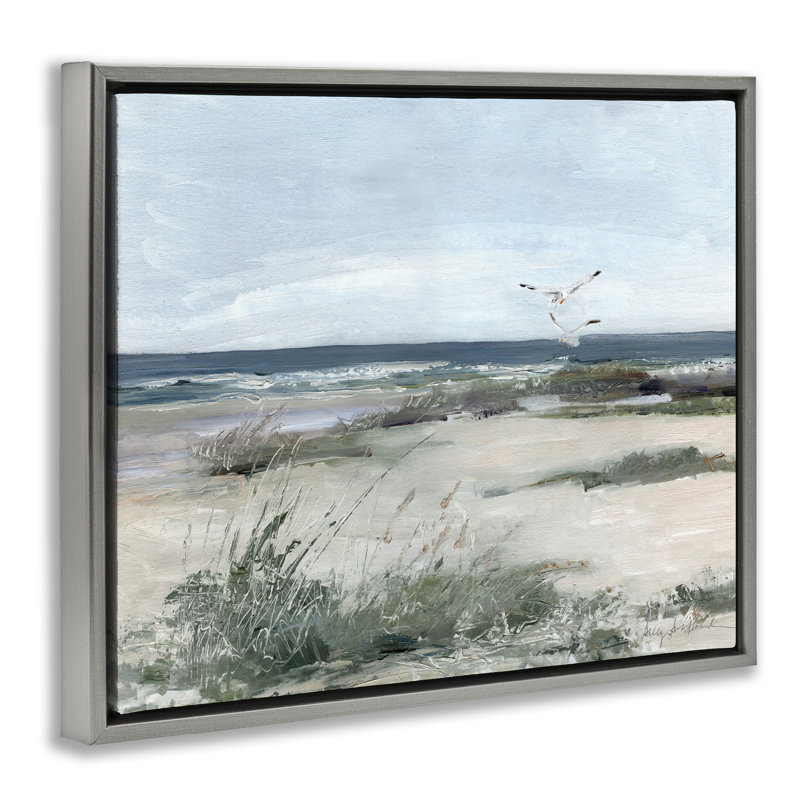 Cadre flottant sur une paire de mouettes, conception de Sally Swatland, Cadre flottant gris lustré, H 17 po x l 21 po