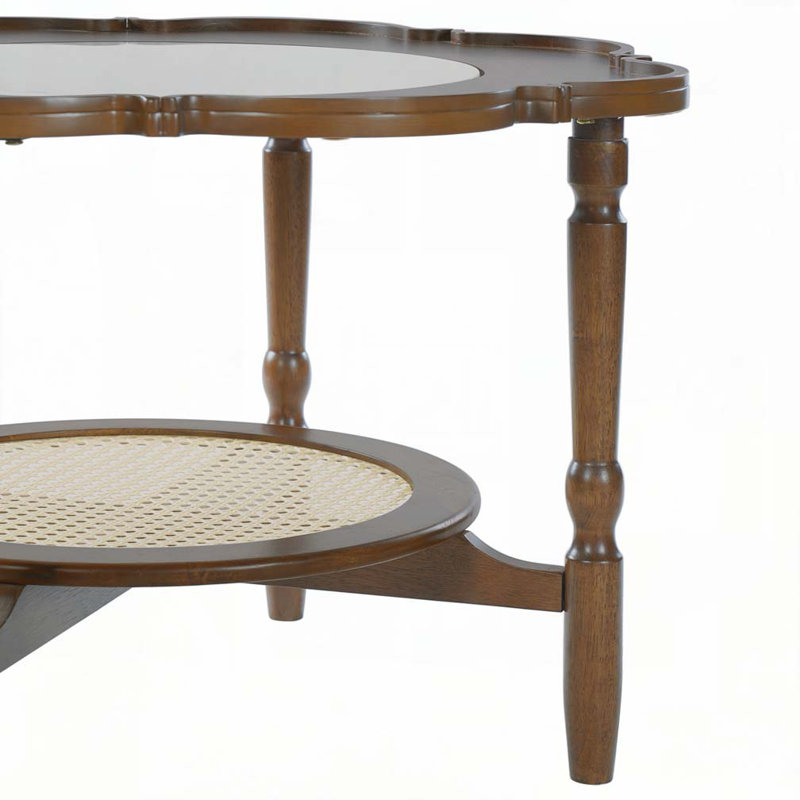 Table basse à 2 niveaux avec rotin