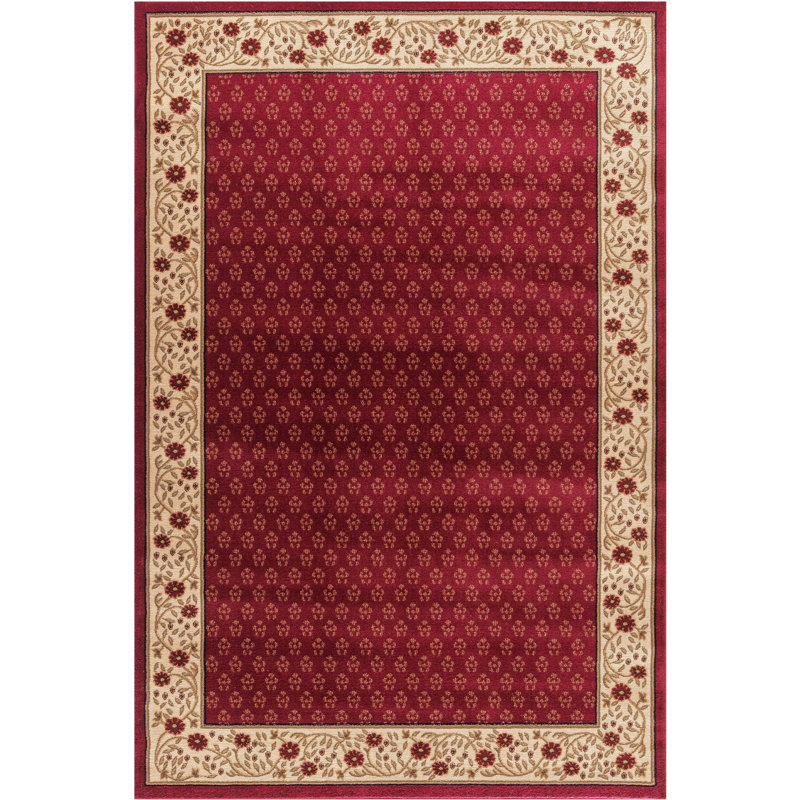 Tapis rouge à tissage plat Edmont, Rectangle 5 pi 3 po x 7 pi 7 po