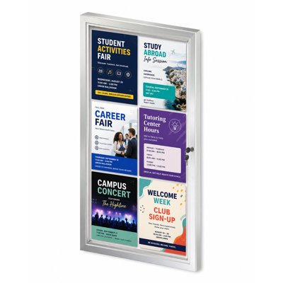 Medium Enclosed Magnetic Message Board w/ Lock & Key
