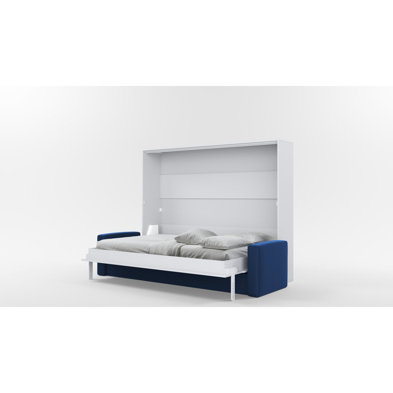Neidelin Upholstered Bed, White/Navy