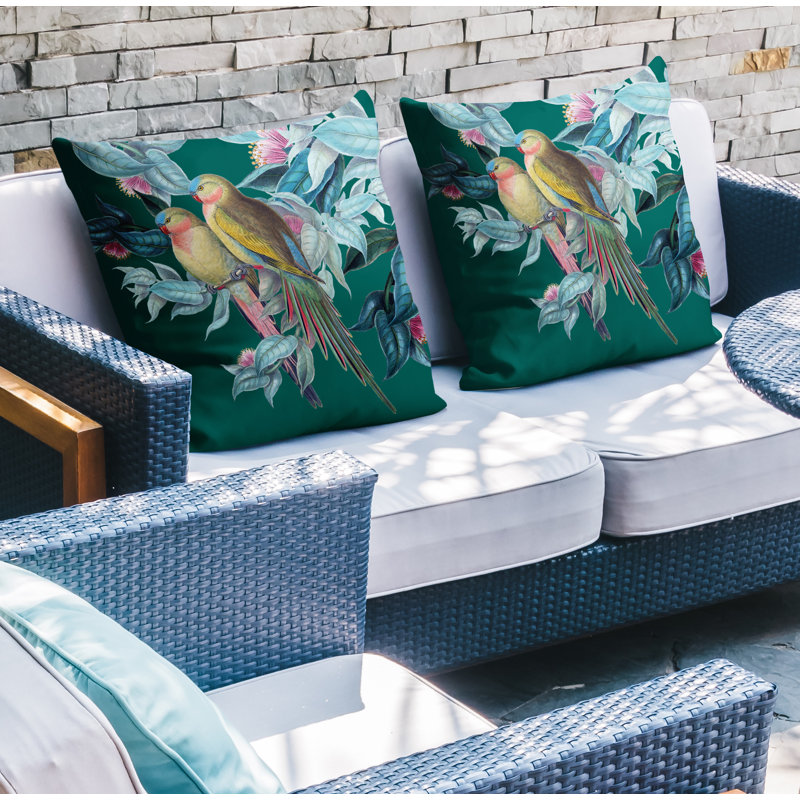 Housse et insert de coussin carré intérieur / extérieur Padmini, L 17 po x H 17 po, Émeraude