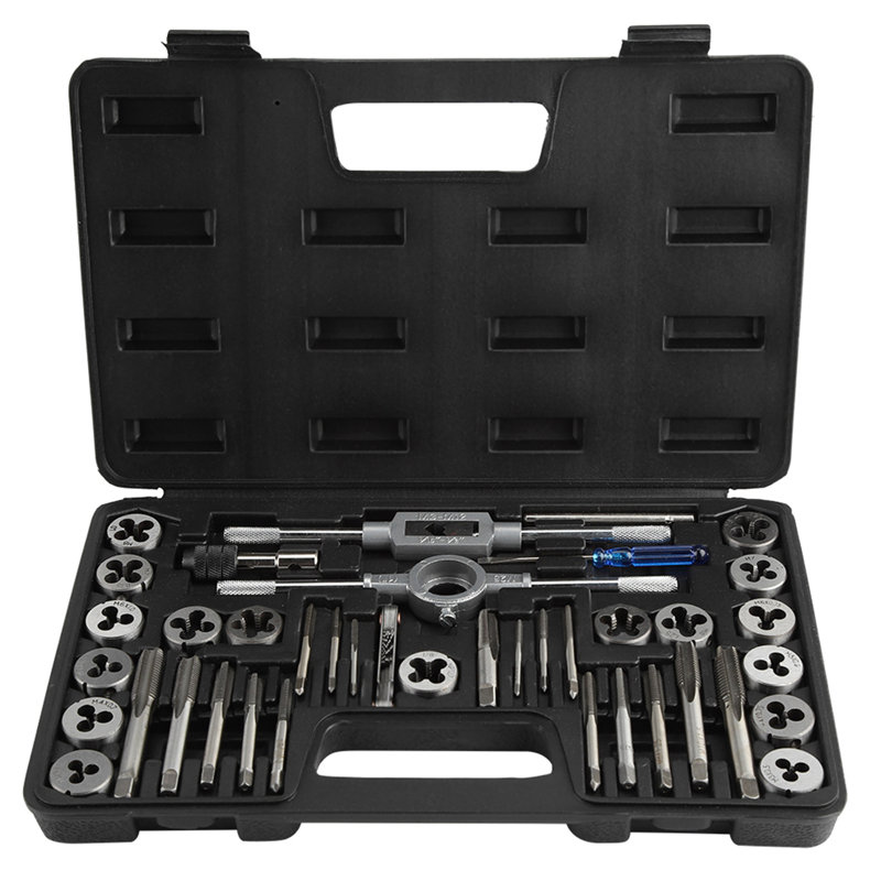 Ensemble de tarauds et de matrices, écrous à vis M3-M12 de 40 pièces avec clés à fil et outils manuels robustes
