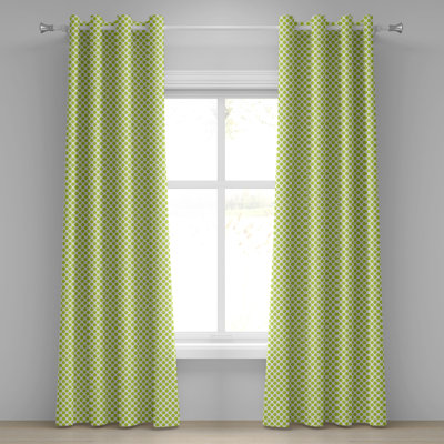 Latitude Run® Lime Green Grommet Curtain Decorative 2-Panel Window Drapes, 50"x84", Lime Green White