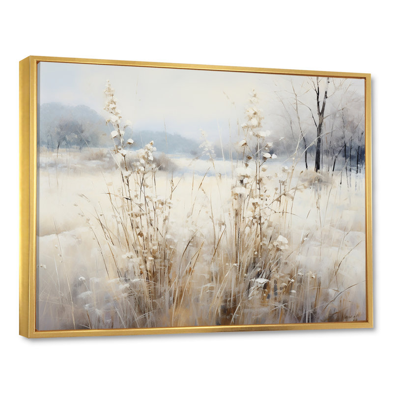 «Winter Meadow View calmness I», reproduction sur toile, H 24 po x l 32 po x P 1 po, Cadre flottant doré