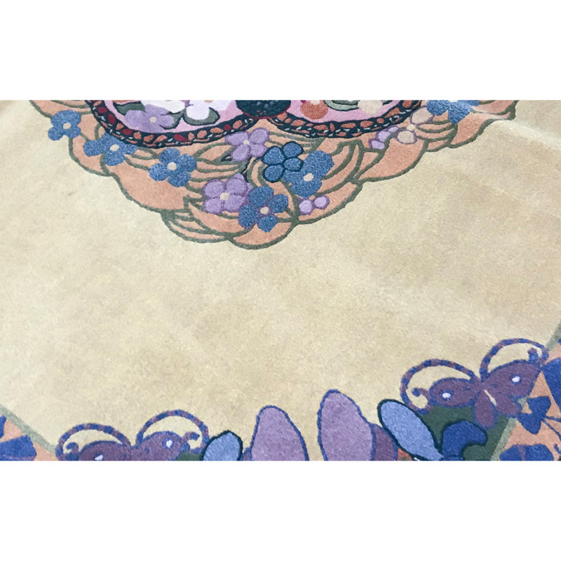 Hand-Knotted High-Quality Yellow and Gold Area Rug