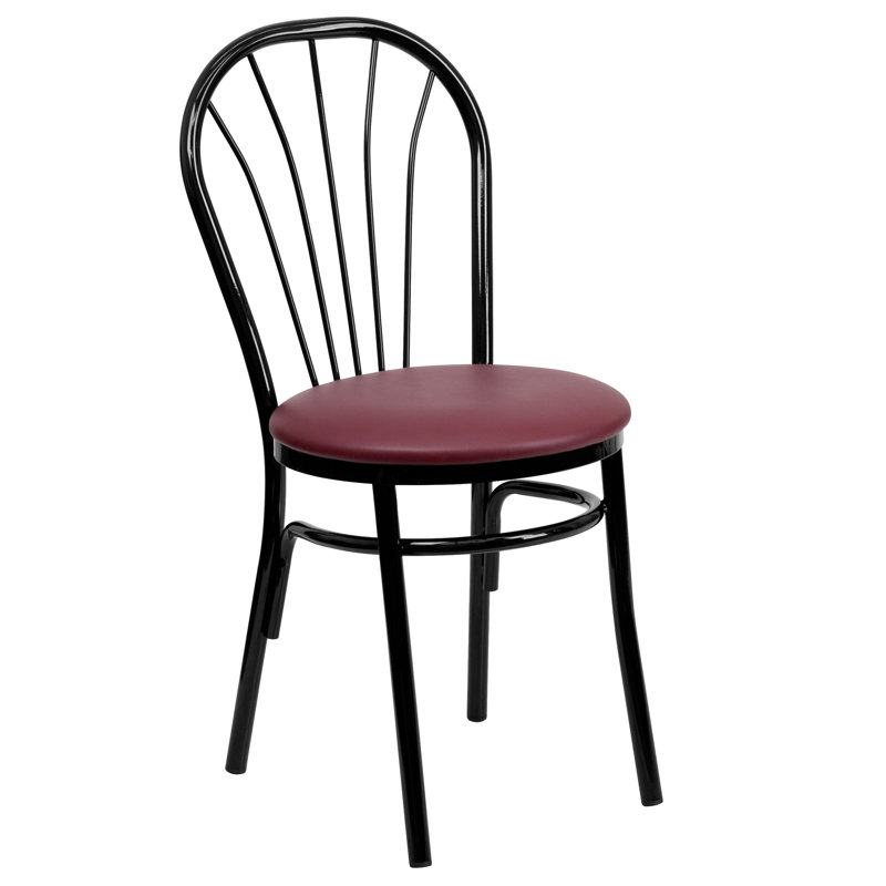 Prompton Fan Back Metal Chair - Vinyl Seat, Red