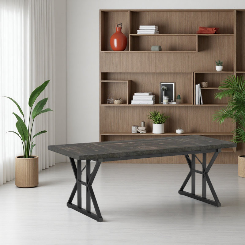 Kitchen Table,Rustic Dining Table, Oak, Black