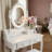 Makeup Vanity Table Set With 360Â° Mirror & Cushioned Stool - 4-Drawer Bedroom Dressing Desk-1762025775