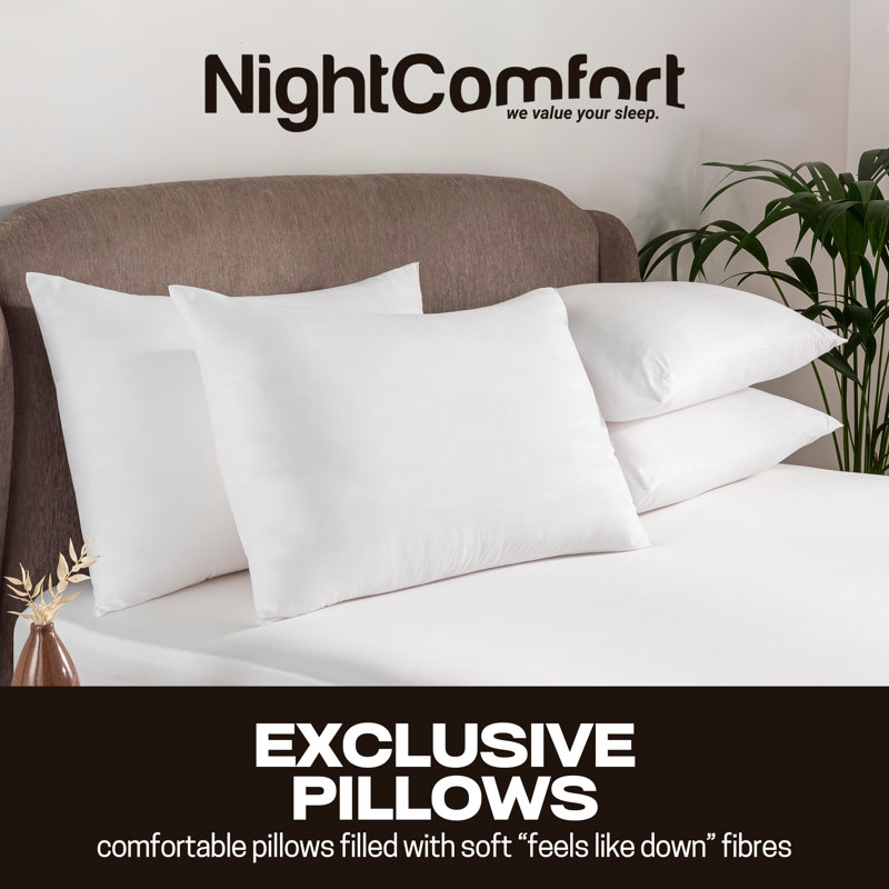 NightComfort Exclusive Collection Microfibre Pillows - Medium Support Pack of 4