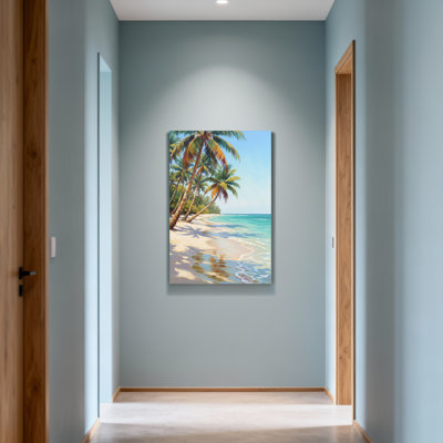 Plantes et fleurs, plage tropicale, palmiers, vagues de l'océan, ciel de sable