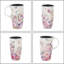 Tasse à café en céramique, tasse de voyage avec couvercle, grande tasse en porcelaine avec poignée pour la maison et le bureau, tasse à motif floral dans une boîte cadeau