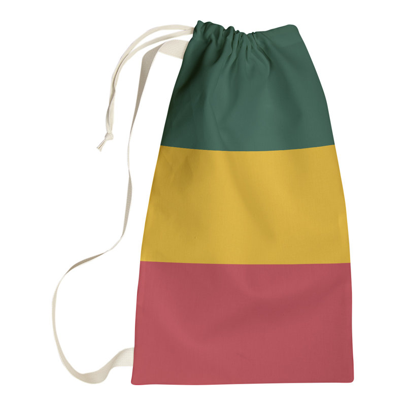 Fabric Laundry Bag with Handles, 36" H x 28" W x 1.5" D, Forest Green/Harvest Gold/Iron Range Red