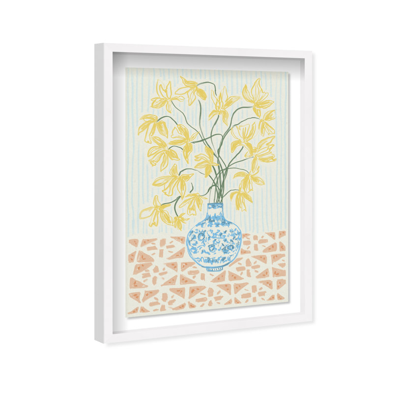 Yellow Iris Summer Print by Oliver Gal, 16.5"H x 11.5"W, White Shadowbox