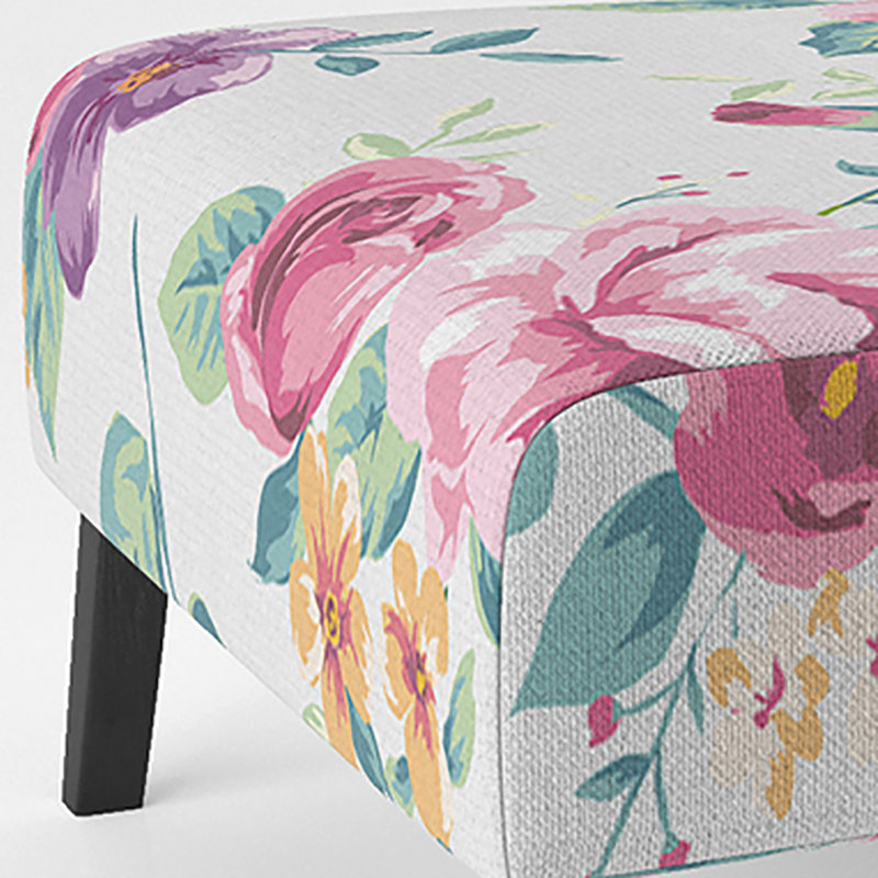Brechta Vibrant Curve Design II - Velvet Upholstered Modern Slipper Chair, Pink/Green/Yellow