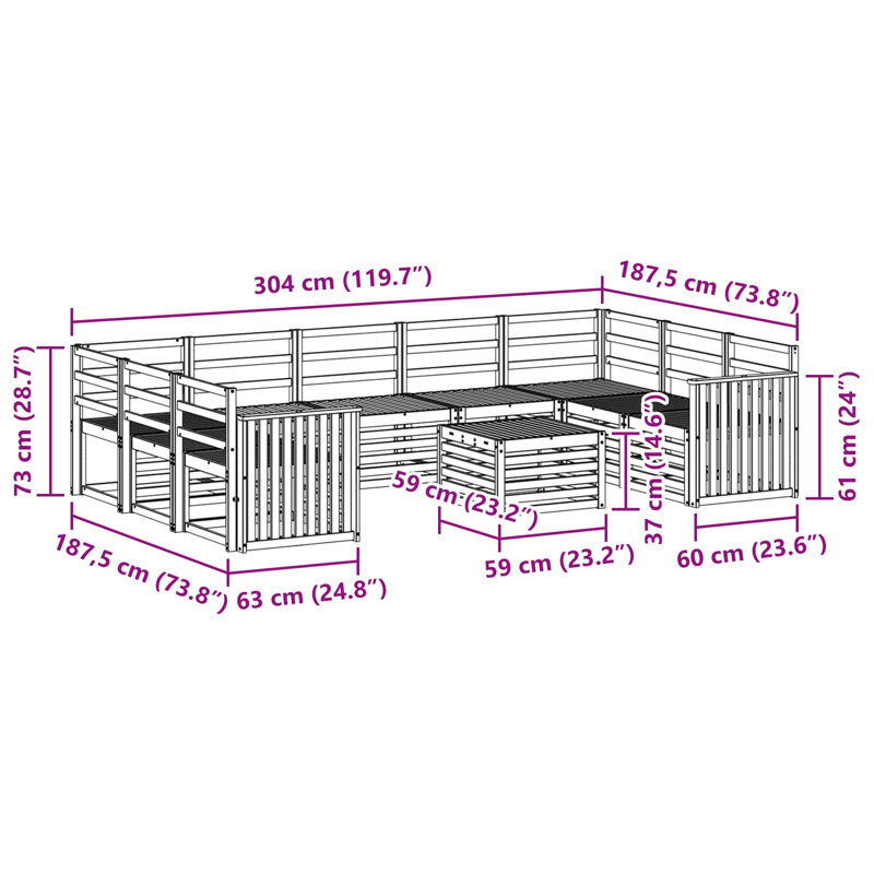  Sofa Sets Solid Acacia Wood Outdoor Sectional Garden Furniture Modern