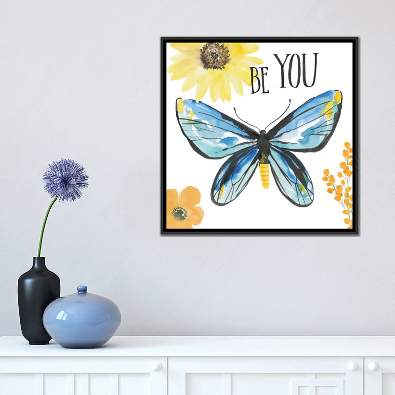 « magnifique papillon iii », reproduction d’art sur toile, H 18 po x l 18 po x P 1,5 po, Toile avec cadre noir, Pas de tapis