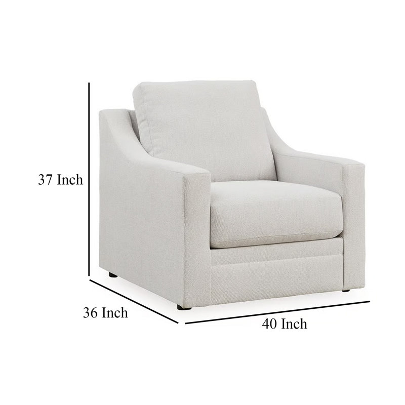 Fauteuil d'appoint Maite, accoudoirs inclinés modernes, polyester gris craie doux