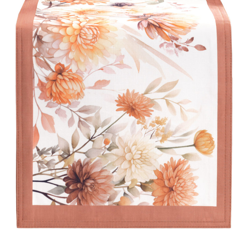 Autumn Blooms Multicolor Polyester Table Runner 13" x 70"
