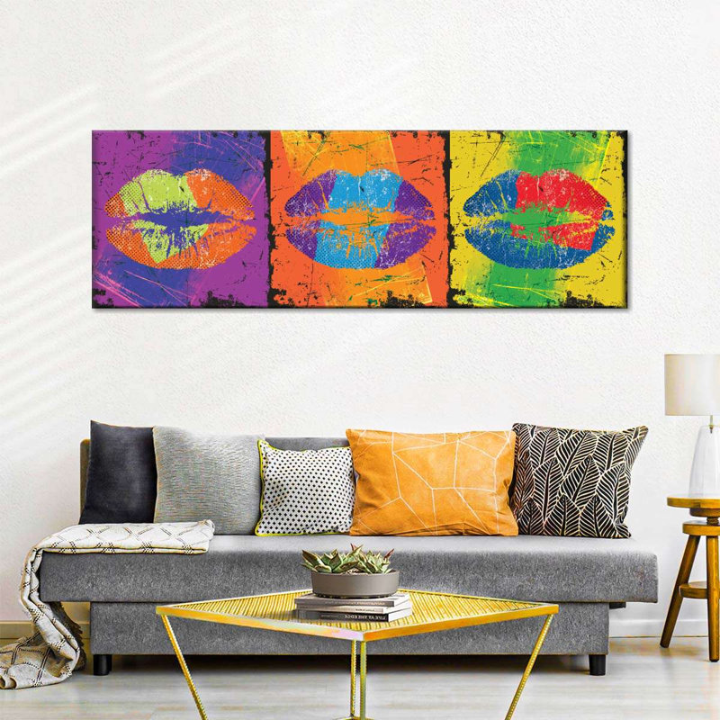 " Halftone Grunge Lips " by PaintboxJenny, 8" H x 24" W x 1" D