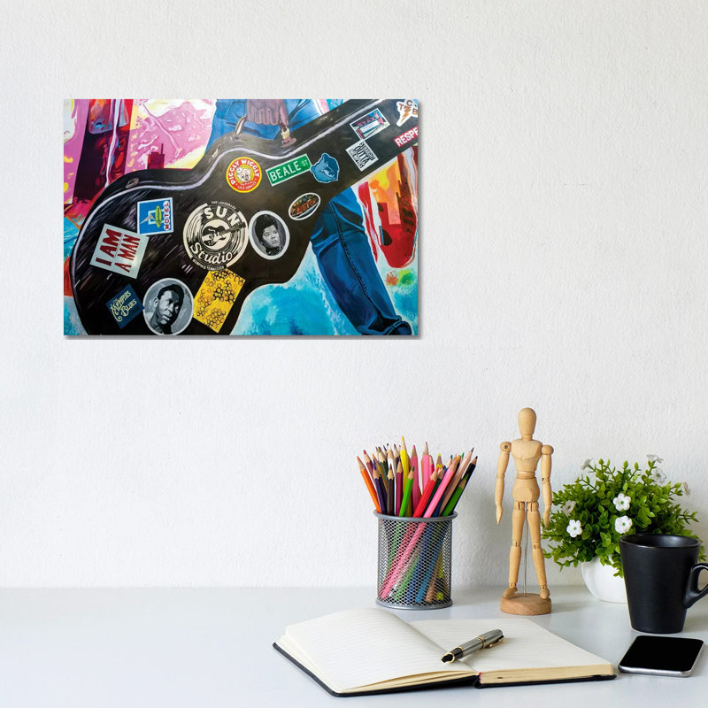 Music Graffiti On Main Street by Susanne Kremer - Gallery-Wrapped Canvas Giclée on Canvas, 20.32 cm H x 30.48 cm W, Canvas