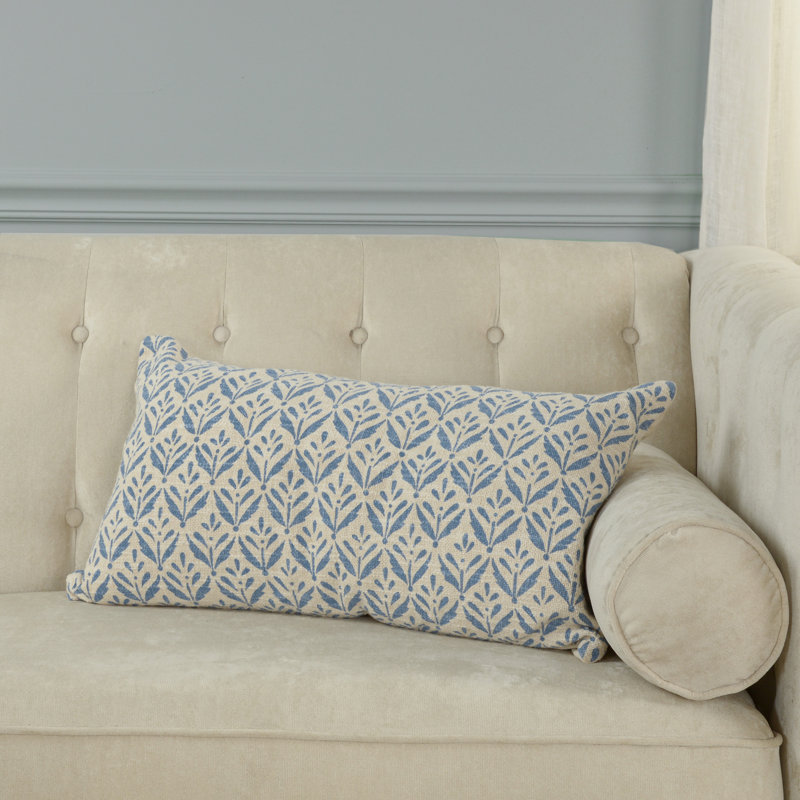 Cotton Lumbar Pillow, Polyester, Light Blue