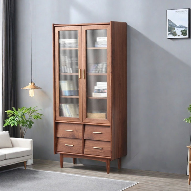 Bibliothèque moderne moderne en noyer noir, (4 tablettes) H 68,5 po x l 47,24 po x P 15,75 po