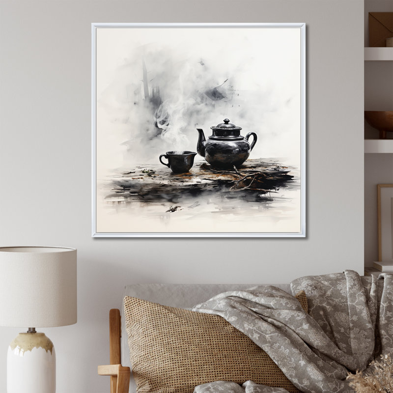 Art mural noir et blanc Boho, Cadre flottant blanc, H 30 po x l 30 po x P 1,5 po
