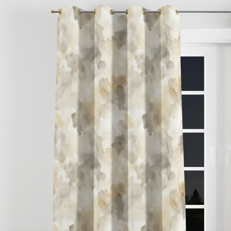 Rideaux abstraits pour chambre à coucher - Rideau à œillets Azizah orange - 1 panneau, L 52 po x L 108 po, Œillets dorés