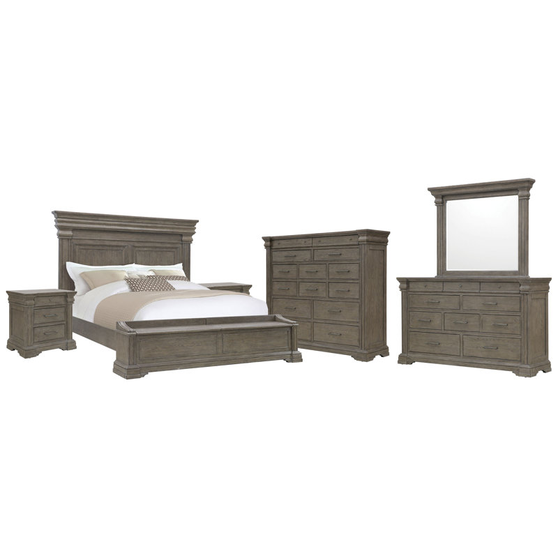 Commode 2 tiroirs avec miroir et commode principale Branice, Grand lit