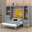 Queen Size Murphy Bed Wall Bed With Closet ,Drawers And Shelves-1125589934
