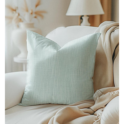Solid Light Blue Cotton Slub Pillow Cover