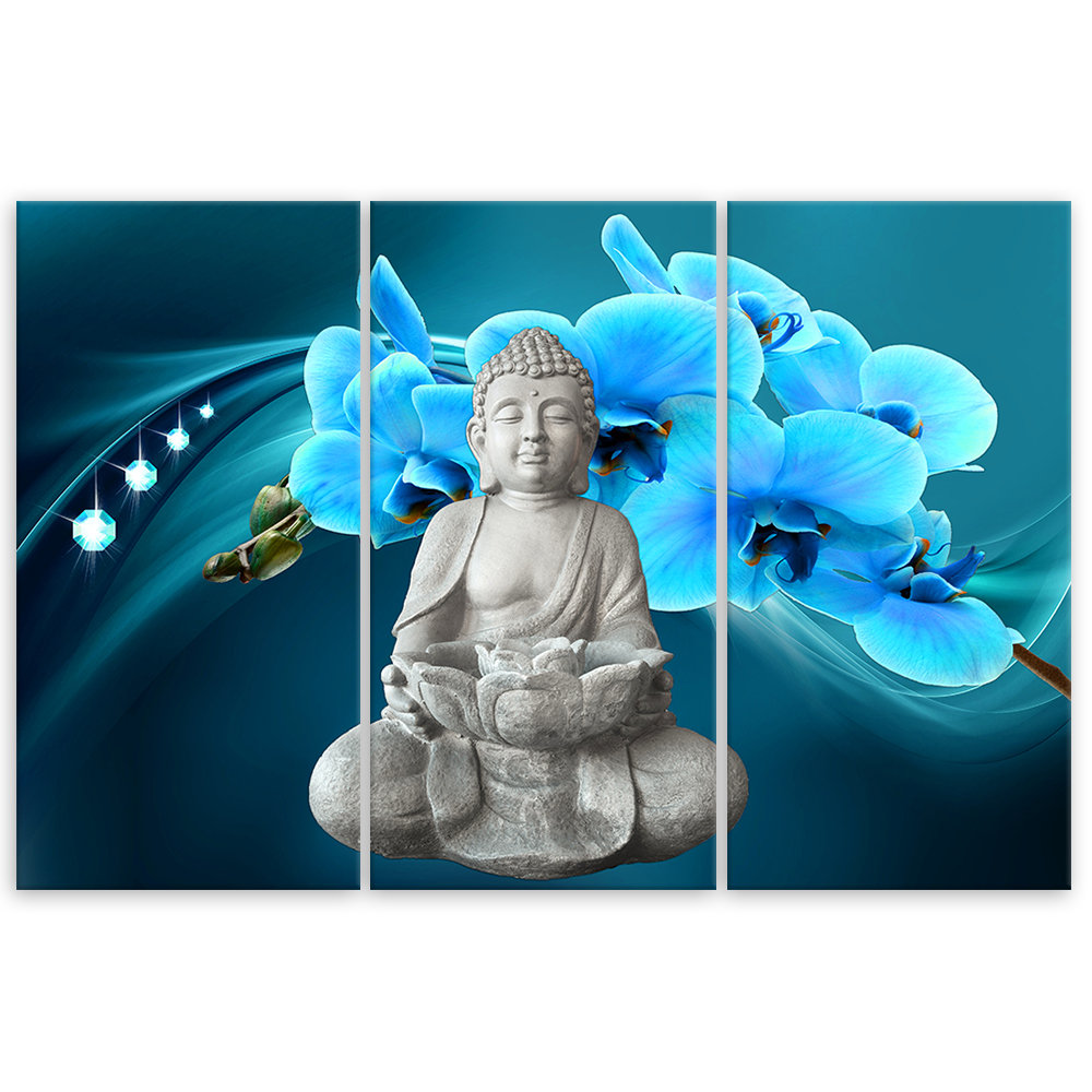 Leinwandbild Buddha Zen Orchid Turquoise