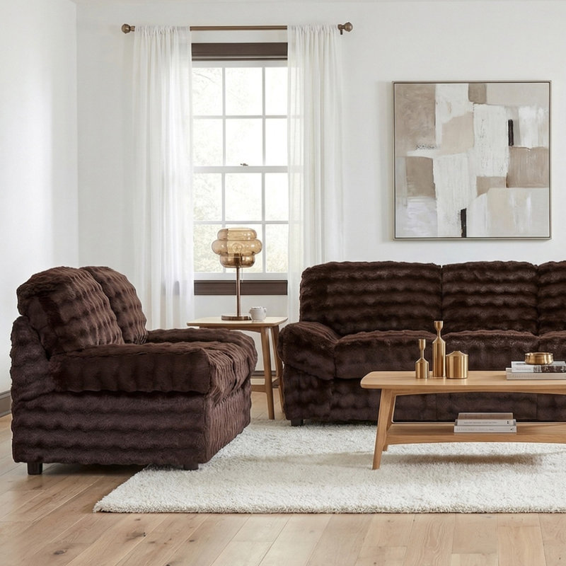 Causeuse texturée 72 "- Loft ébène, Chocolat Loft